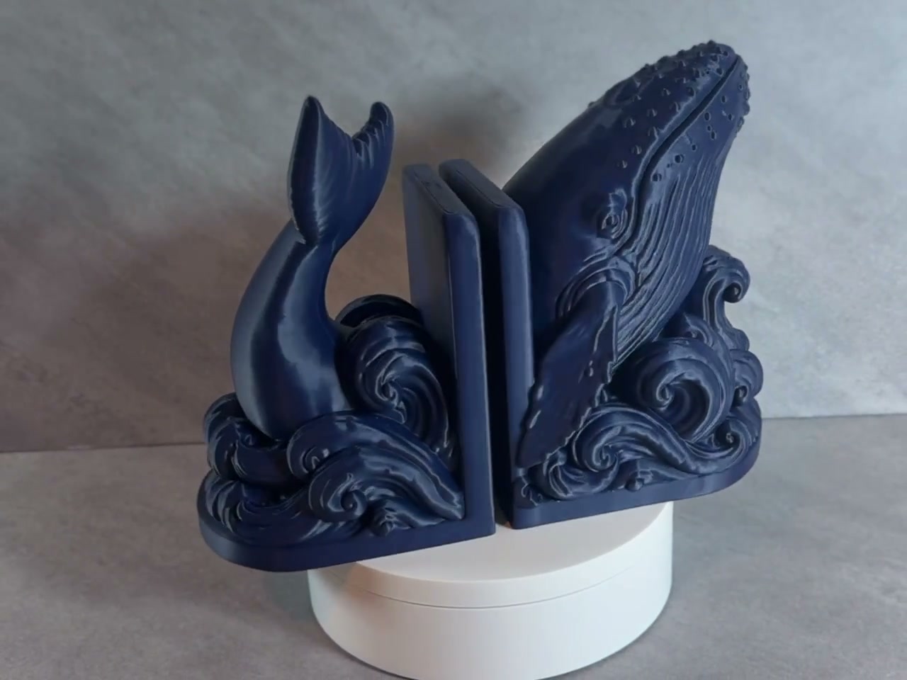Whale Bookends Set of 2, 3D Printed Ocean Waves Book Holders, Coastal Bookshelf Decor, Gift for Book Lovers video cover