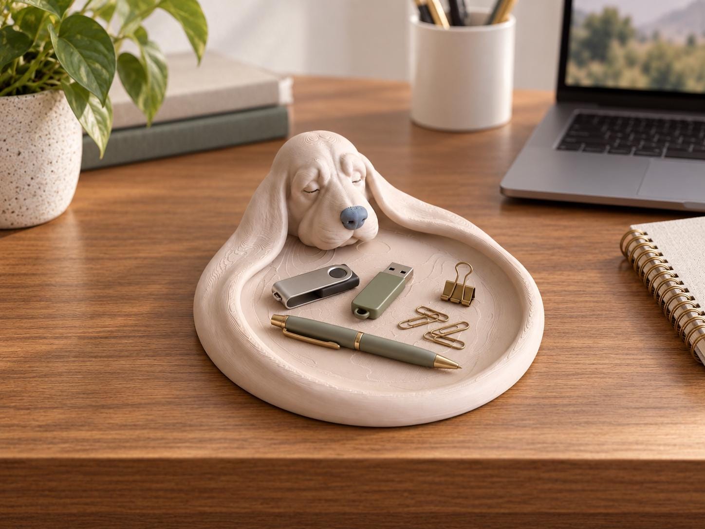 Basset Hound Catchall Tray, 3d Printed Dog Key Holder, Jewelry and Coin Dish, Entryway Organizer, Dog Lover Gift