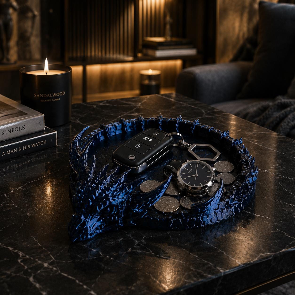 Dragon Tray Catchall Dish, Fantasy Key Bowl, 3D Printed Dragon Organizer, Car Keys Wallet Coin Holder, Gothic Home Decor