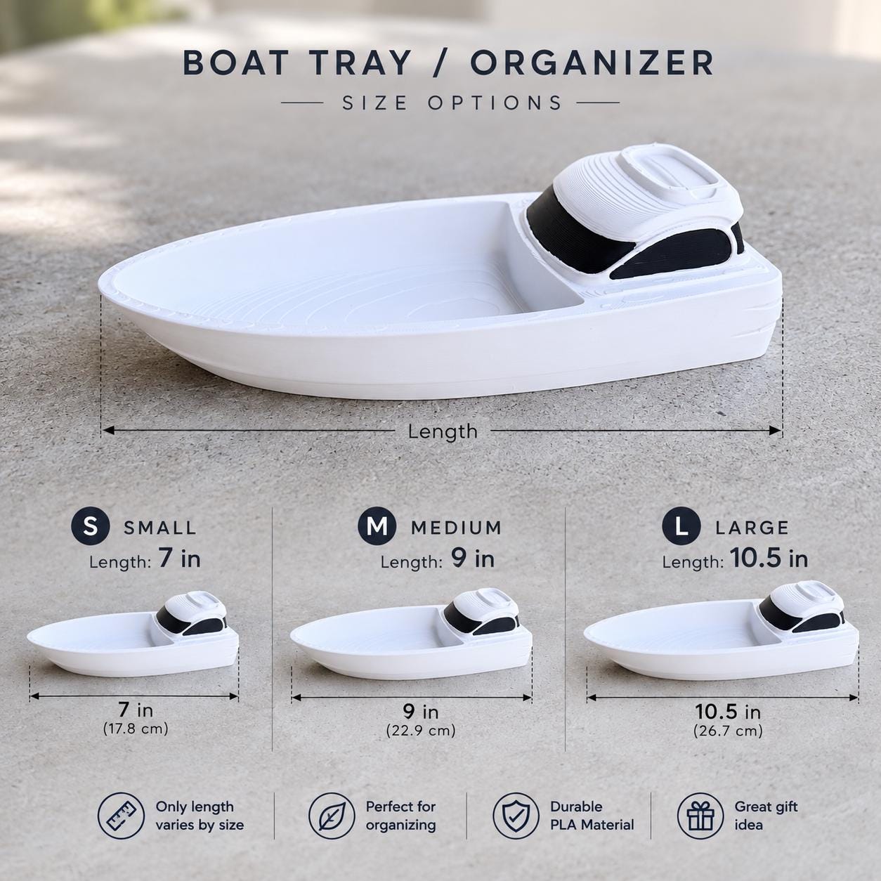 Boat Catchall Tray, 3d Printed Boat Key Holder, Nautical Desk Organizer, Coastal Entryway Decor, Boat Lover Gift,