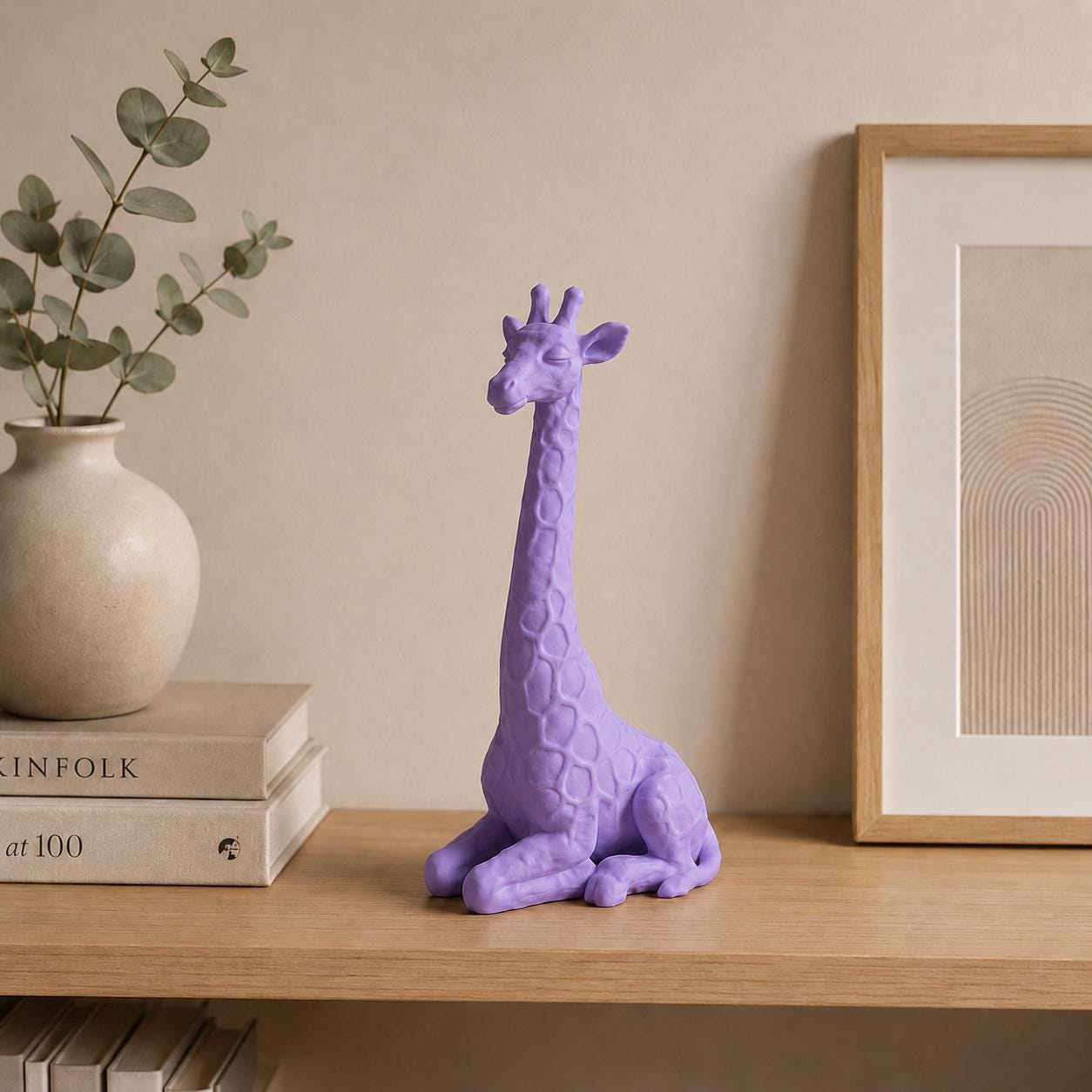 Giraffe Figurine Zen Statue, Calm Animal Sculpture, Minimalist Safari Decor, 3D Printed Shelf Decor Gift