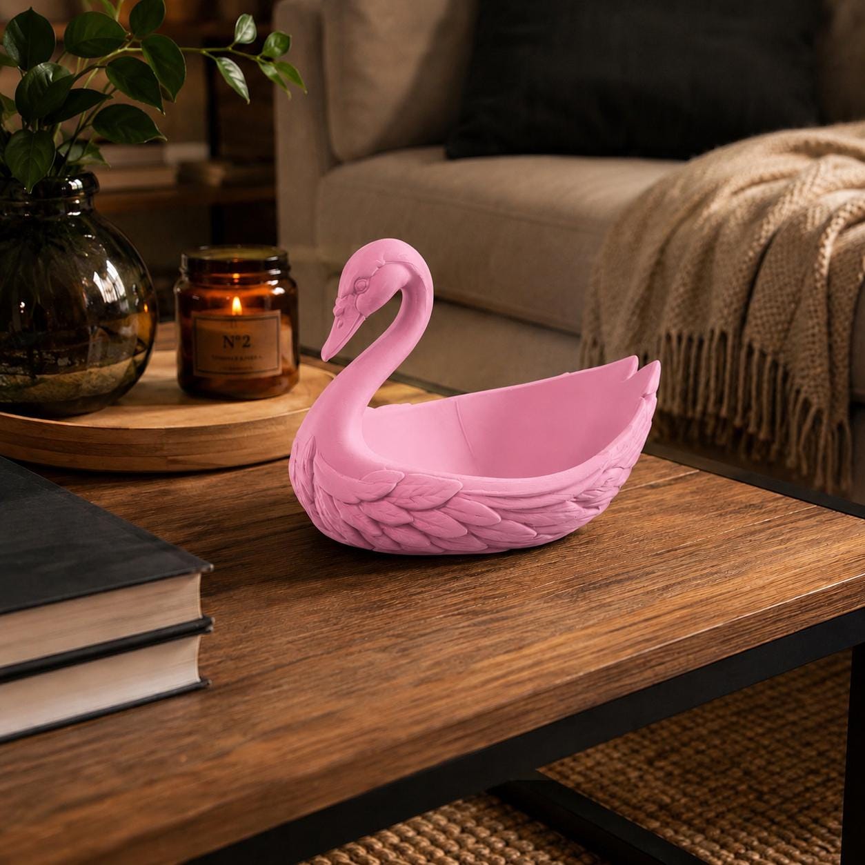 Matte Black Swan Catchall | Decorative Key Bowl | Jewelry Organizer | Gothic Home Decor | Gift for Her