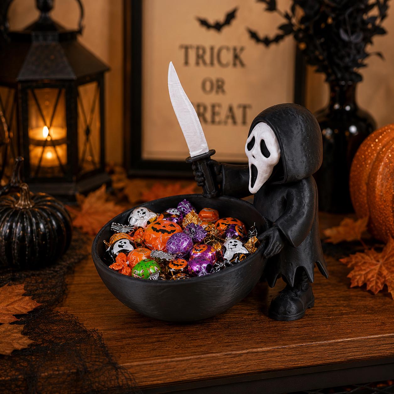 Ghost Face Halloween Candy Bowl, 3D Printed Horror Candy Dish, Spooky Trick or Treat Bowl, Halloween Table Decor, Scary Entryway Catchall