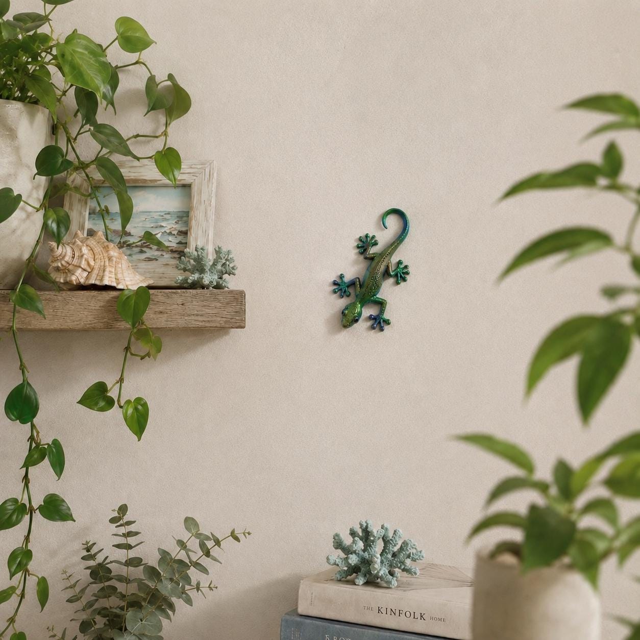 Gecko Wall Decor Set of 3, 3D Printed Lizard Wall Art, Tropical Gecko Decor, Green Reptile Wall Hanging, Nature Inspired Home Decor