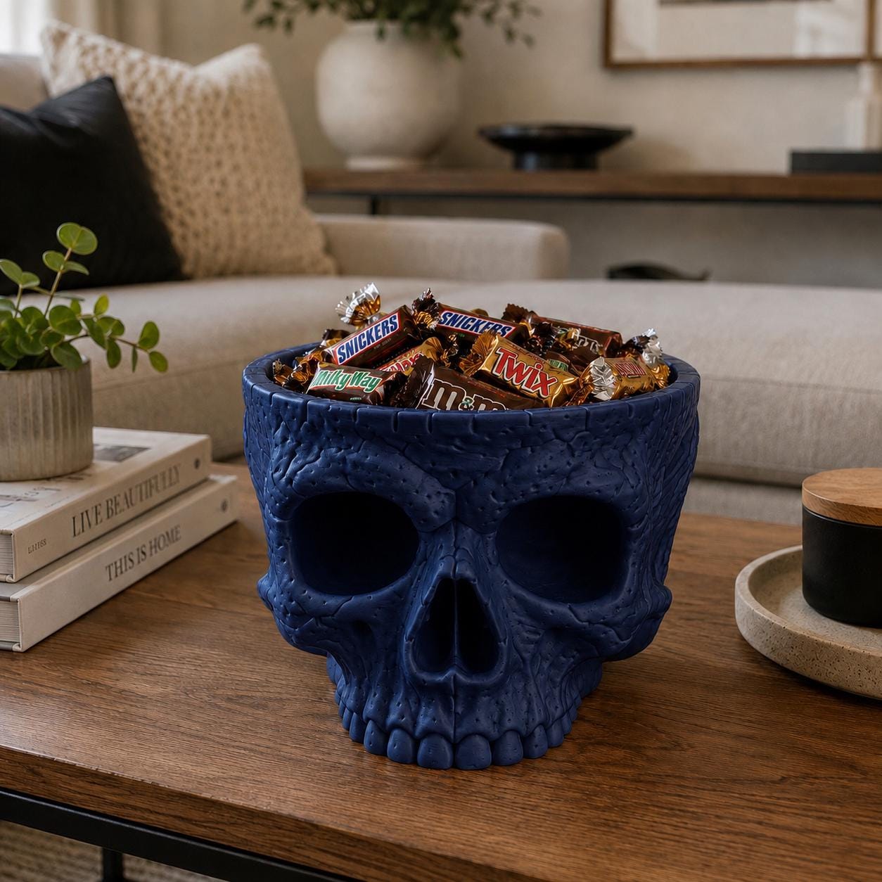 3D Printed Skull Candy Bowl, Halloween Candy Holder, Gothic Skull Decor, Spooky Treat Bowl, Halloween Party Decor, Skull Container