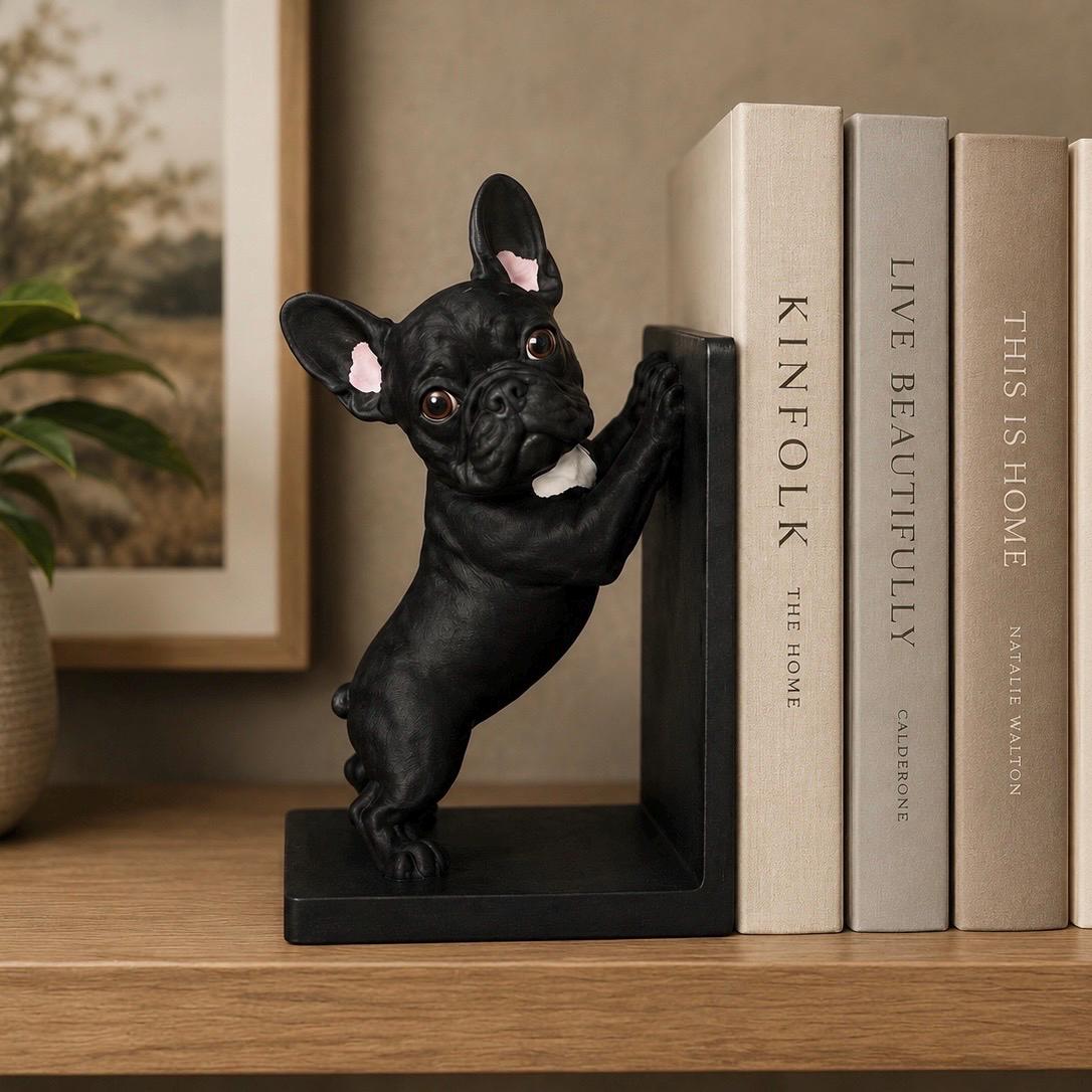 French Bulldog Bookend, Cute Dog Book Holder, Frenchie Shelf Decor, Dog Lover Gift, 3D Printed Bookend