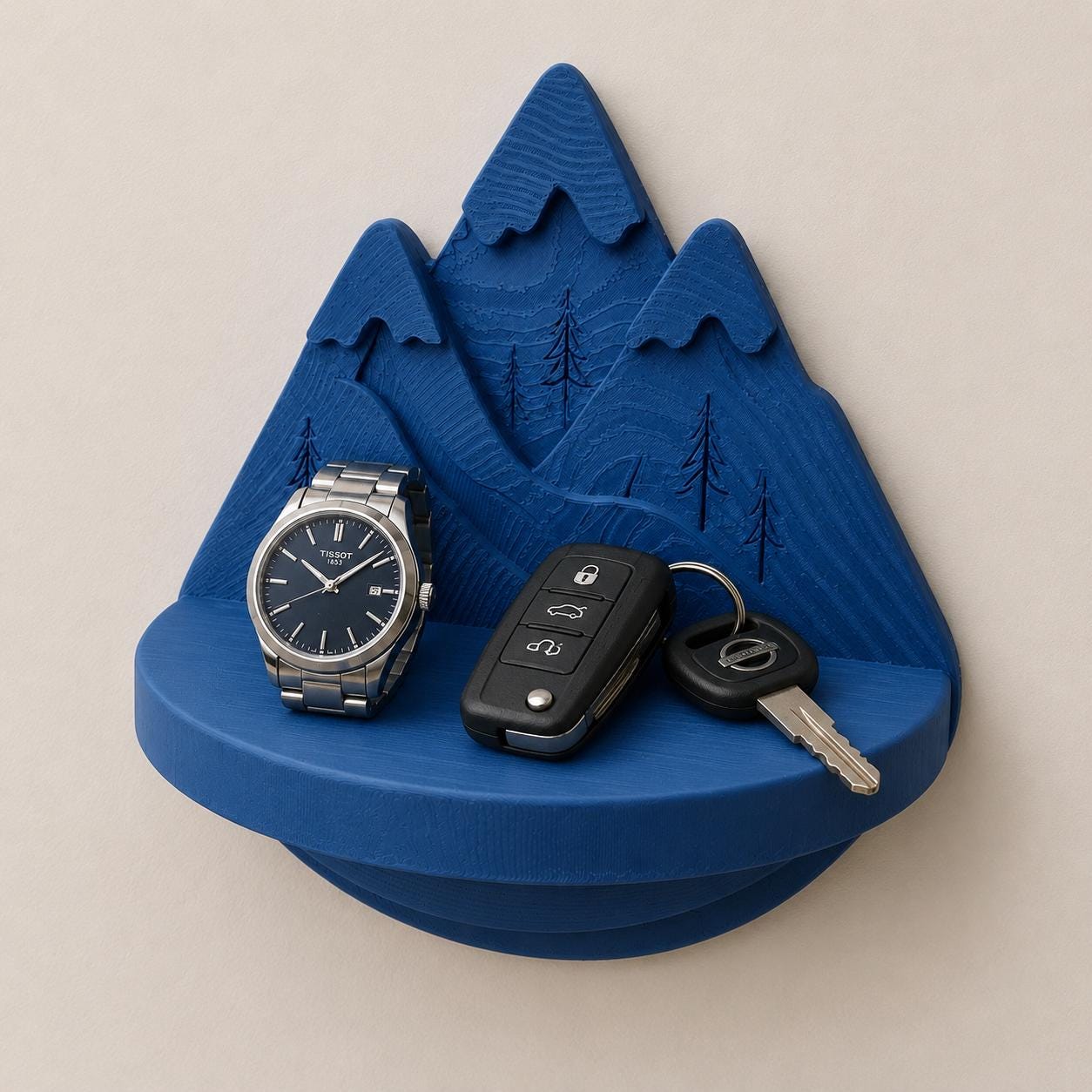 3D Printed Mountain Mini Shelf, Nature Inspired Key Holder, Rustic Entryway Organizer