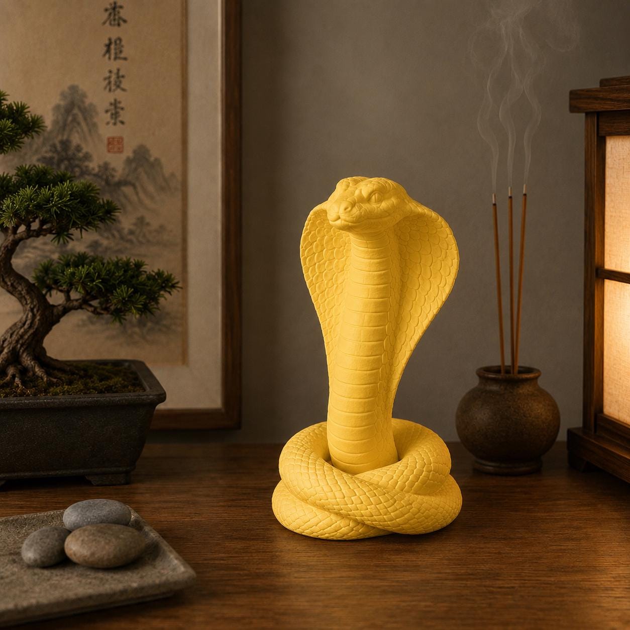Zen Cobra Statue, Cobra Decor, Snake Sculpture, Meditation Decor, Zen Shelf Decor, 3D Printed Cobra, Spiritual Snake Gift, Yoga Room Decor