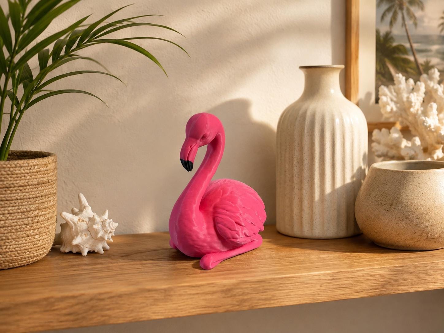 Zen Flamingo Figurine, 3D Printed Flamingo Decor, Pink Flamingo Statue, Zen Home Decor