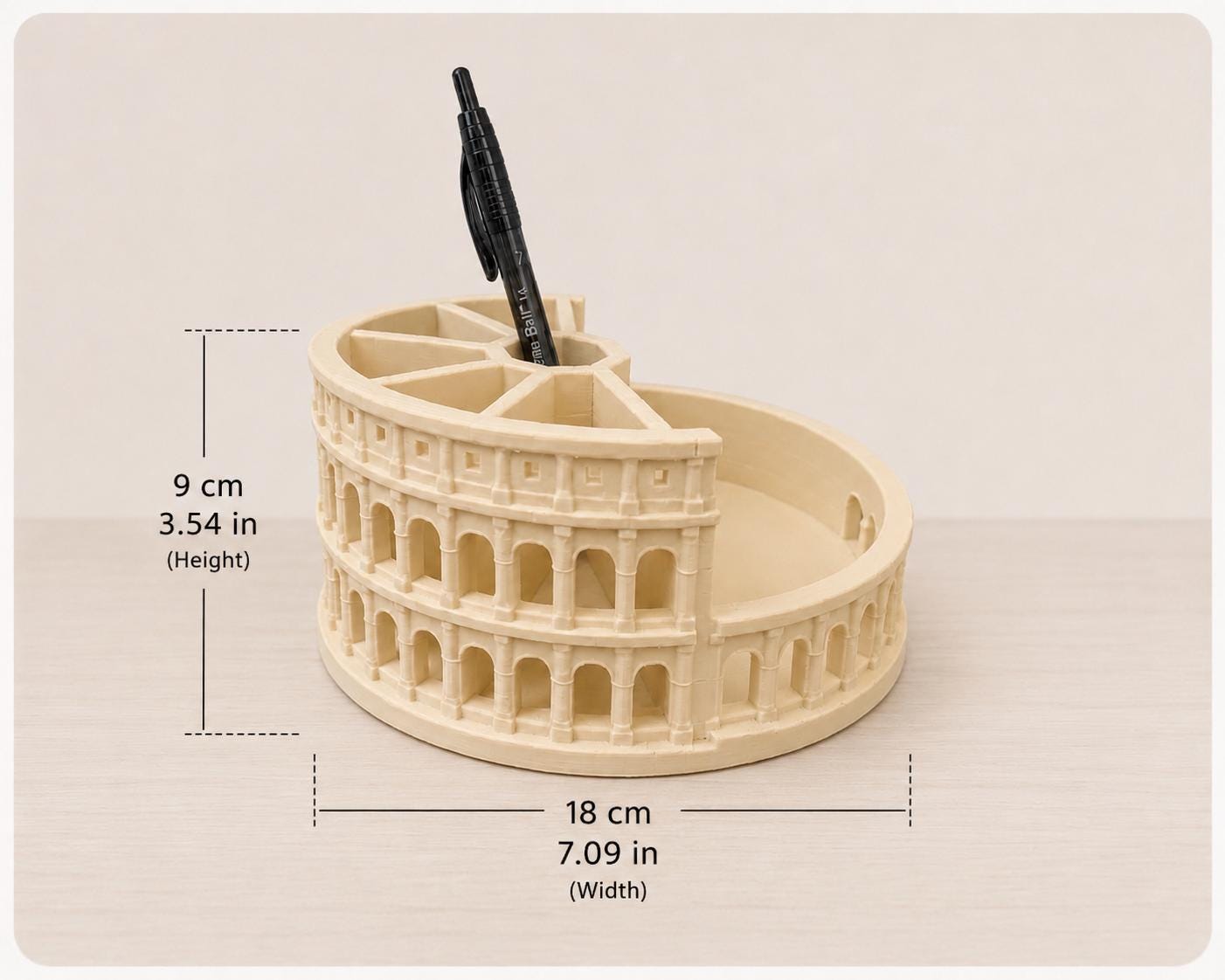 Colosseum Desk Organizer, Roman Architecture Pen Holder, 3D Printed Office Storage Tray