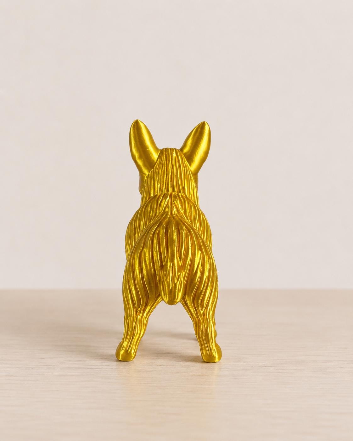 3D Printed French Bulldog Figurine, Modern Dog Statue, Desk Decor, Gold Black