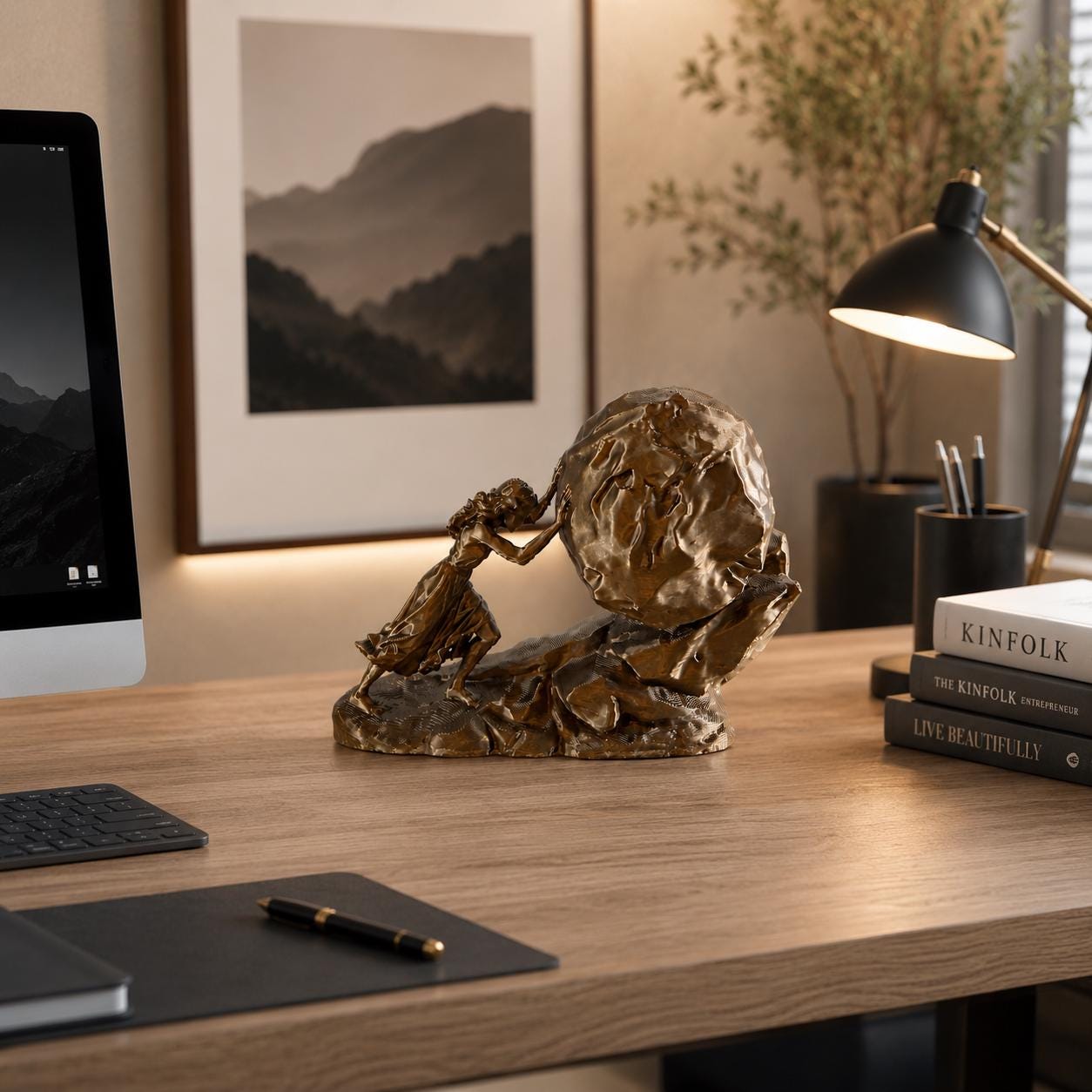 Motivational Woman Statue, 3d Printed Bronze Look Female Figurine, Success Desk Decor