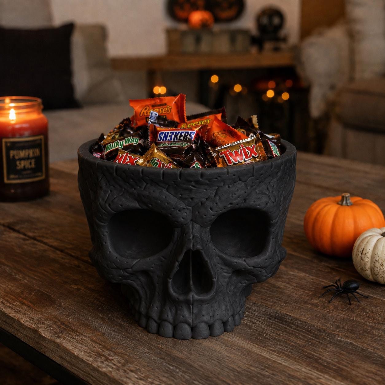 3D Printed Skull Candy Bowl, Halloween Candy Holder, Gothic Skull Decor, Spooky Treat Bowl, Halloween Party Decor, Skull Container