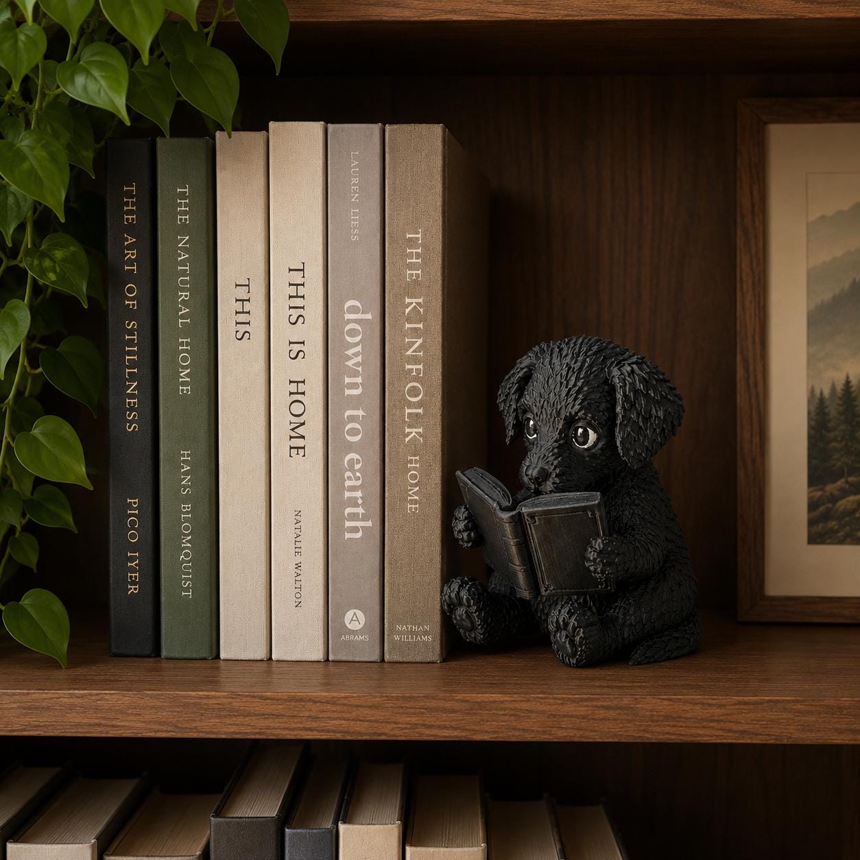 Reading Puppy Figurine, Cute 3d Printed Dog Reading Book Decor, 3D Printed Puppy Statue, Book Lover Gift, Bookshelf Decor, Desk Buddy