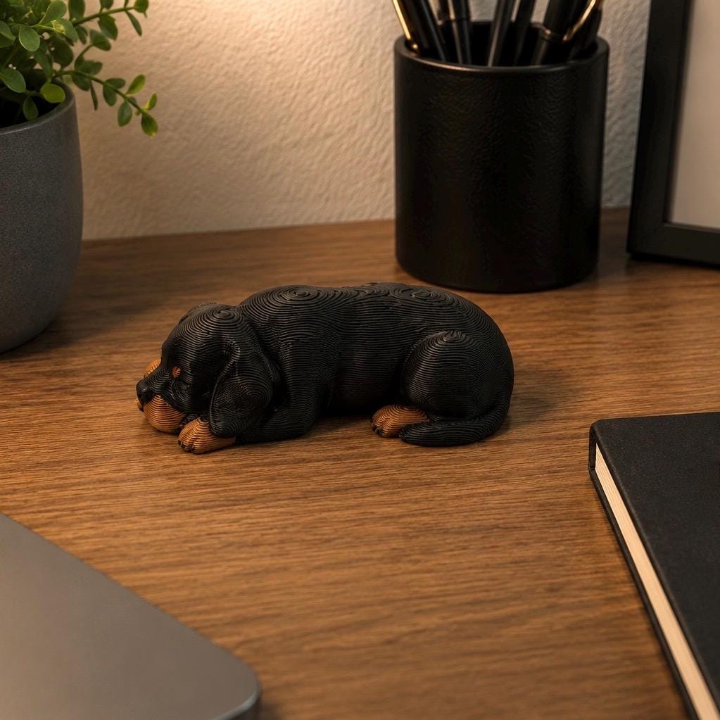3D Printed Rottweiler Dog Sculpture, Rottweiler Lover Gift, Cute Puppy Desk Decor