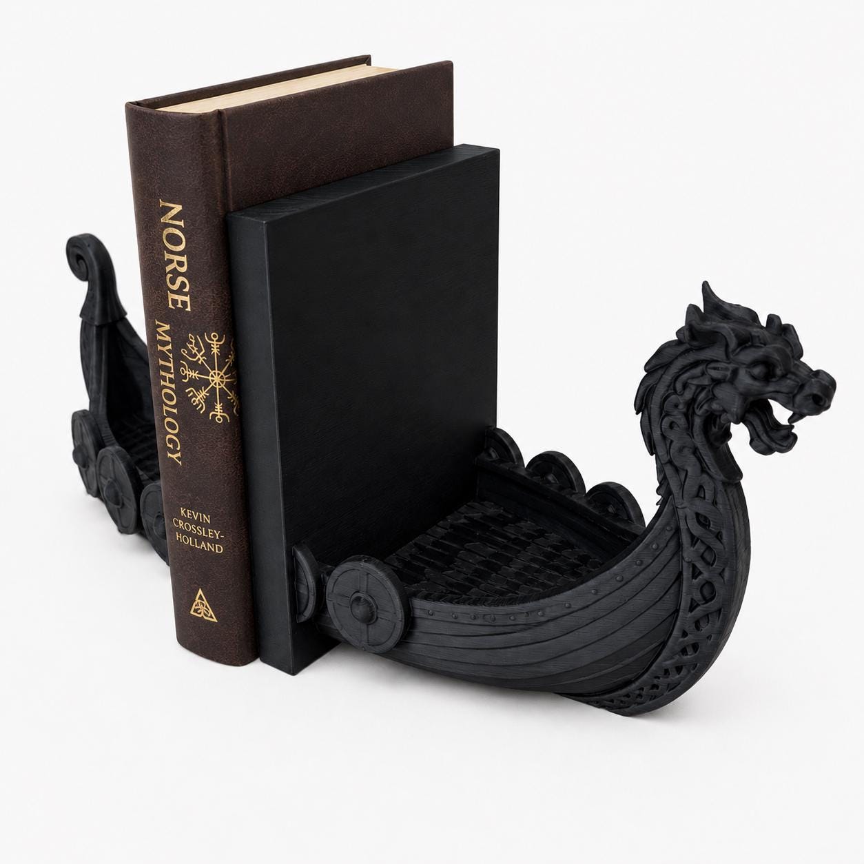 Viking Ship Bookends Set of 2, Norse Dragon Book Ends, Viking Longship Book Holder, Nordic Bookshelf Decor, Gift for Book Lovers