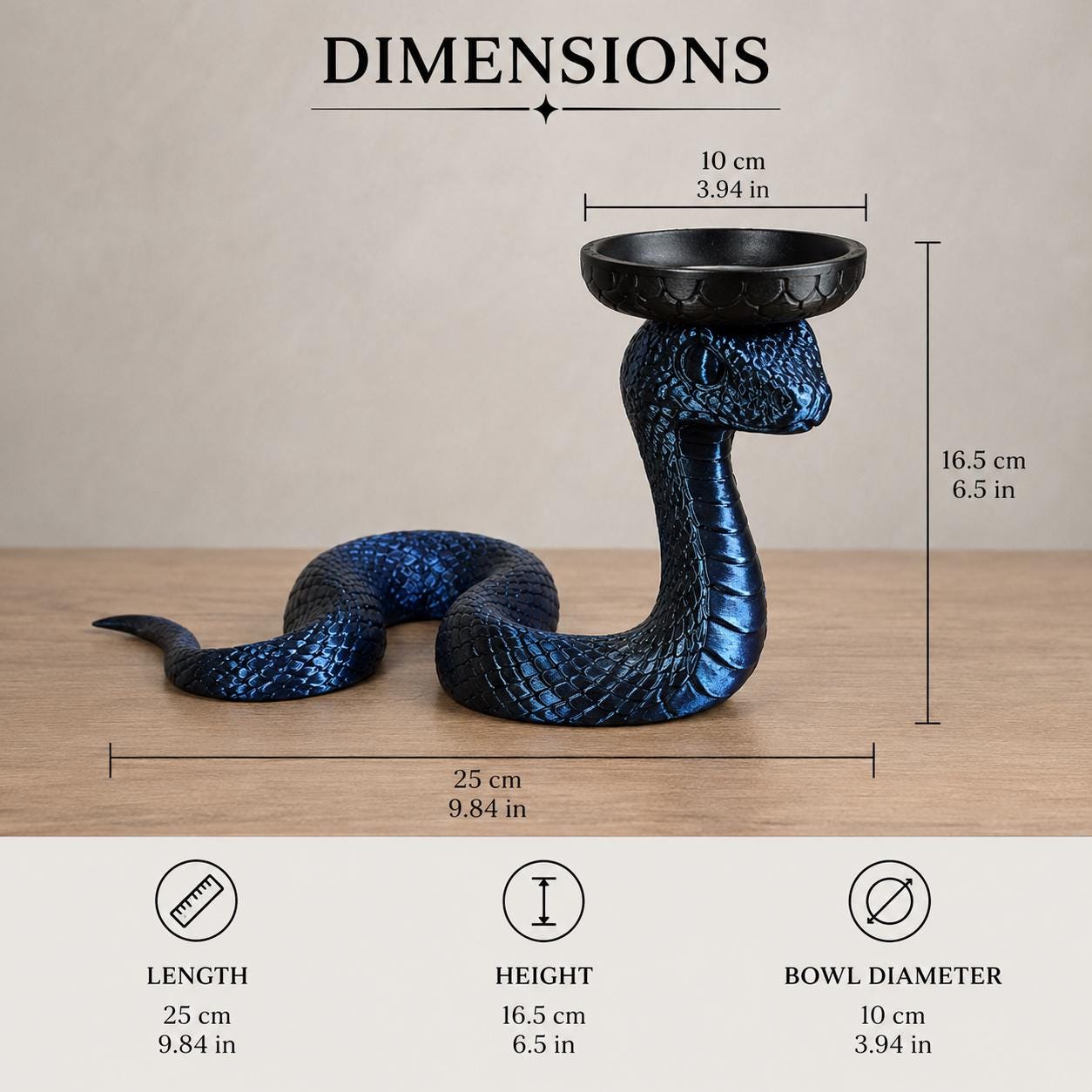 Snake Jewelry Holder, 3d Printed Cobra Ring Dish, Gothic Trinket Tray, Vanity Organizer, Snake Decor, Jewelry Organizer
