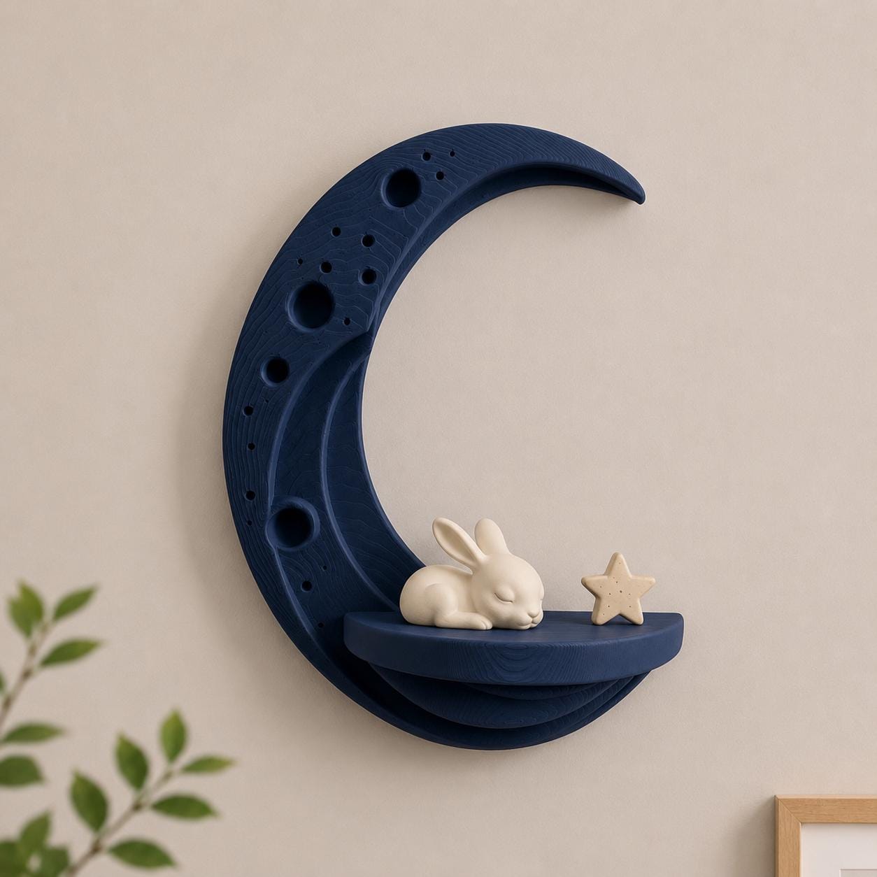 Crescent Moon Wall Shelf – Mini Luna Shelf for Bedroom Decor, Nursery, Keys & Small Items, 3D Printed Minimalist Moon Decor