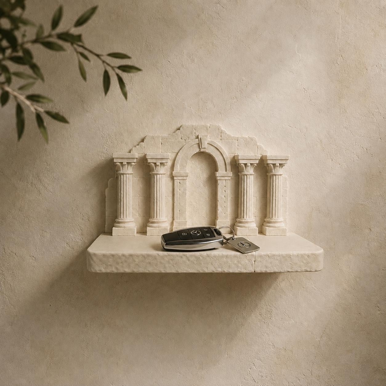 Roman Ruins Wall Shelf, Ancient Stone Arch Decor, Classical Display Ledge