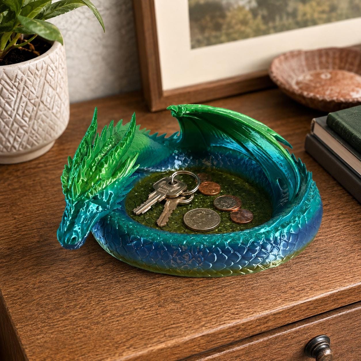 Dragon Catchall Tray, Fantasy Desk Organizer, Gothic Home Decor, DnD Accessory