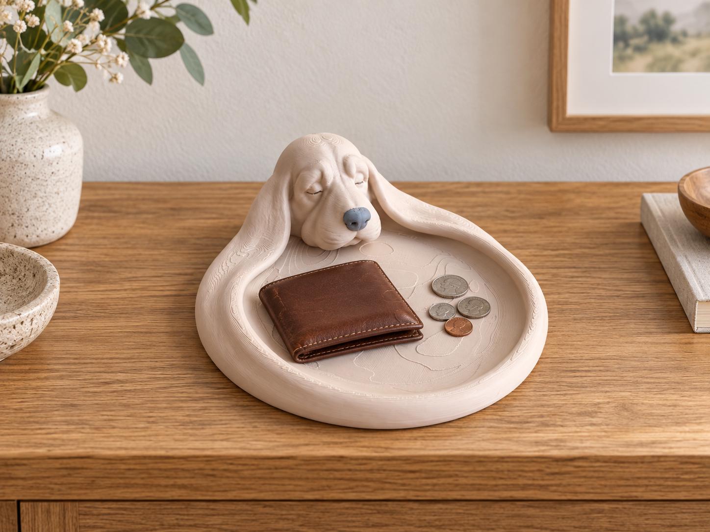 Basset Hound Catchall Tray, 3d Printed Dog Key Holder, Jewelry and Coin Dish, Entryway Organizer, Dog Lover Gift