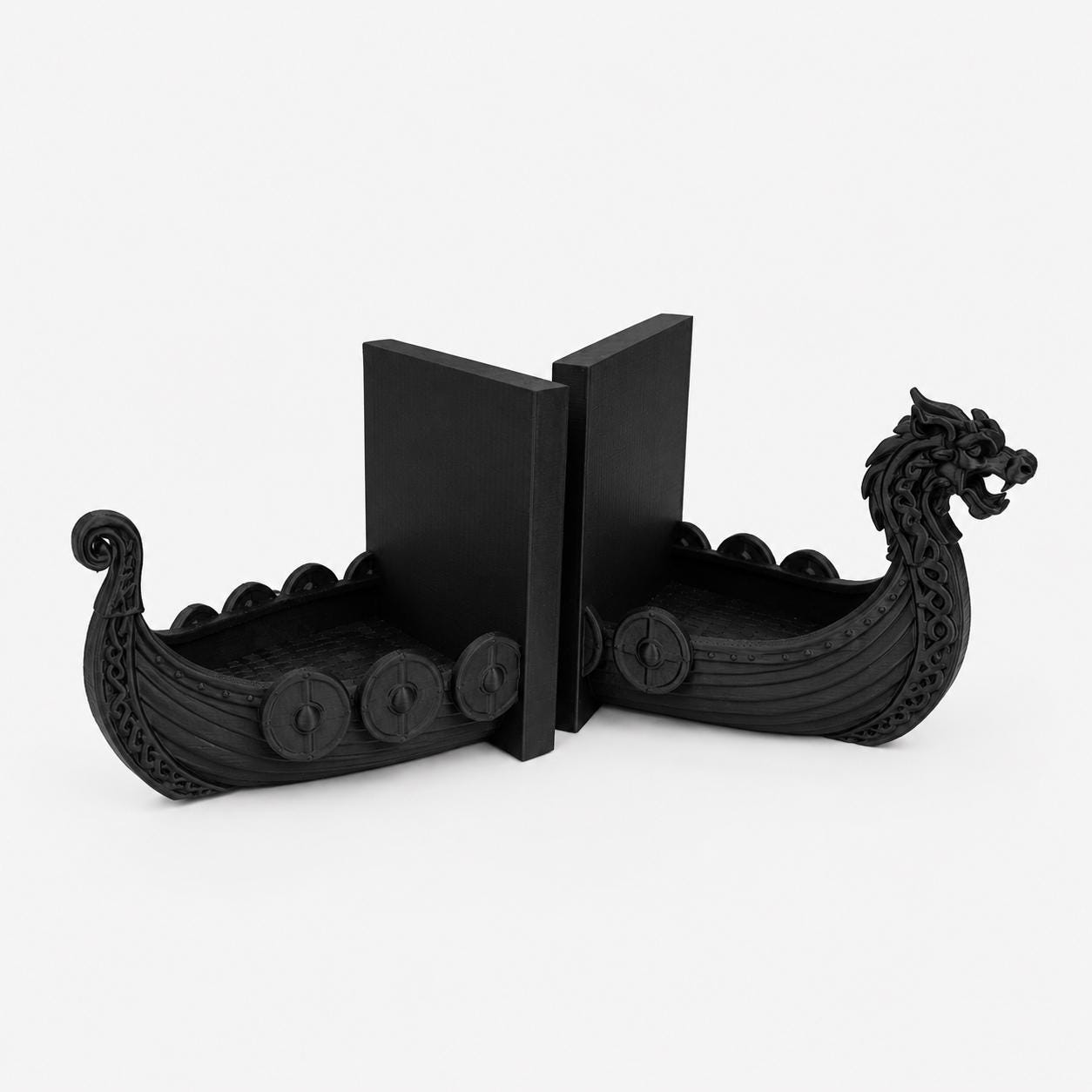 Viking Ship Bookends Set of 2, Norse Dragon Book Ends, Viking Longship Book Holder, Nordic Bookshelf Decor, Gift for Book Lovers
