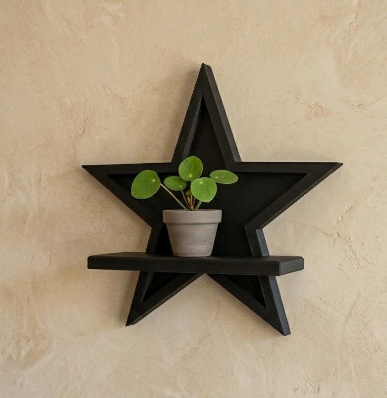 Star Floating Mini Shelf, 3D Printed Display, Modern Wall Decor, Easy Install