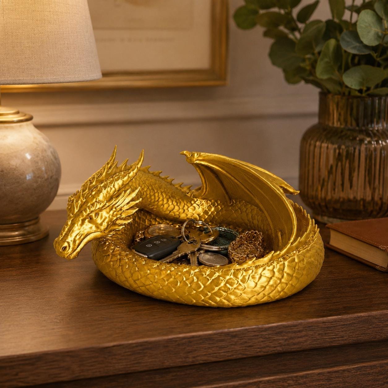 Dragon Catchall Tray, Fantasy Desk Organizer, Gothic Home Decor, DnD Accessory