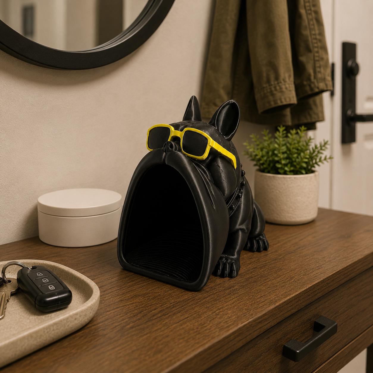 3D Printed Bulldog Catchall Tray with Glasses, Funny Dog Key Holder, Entryway Organizer, Desk Storage, Unique Dog Lover Gift