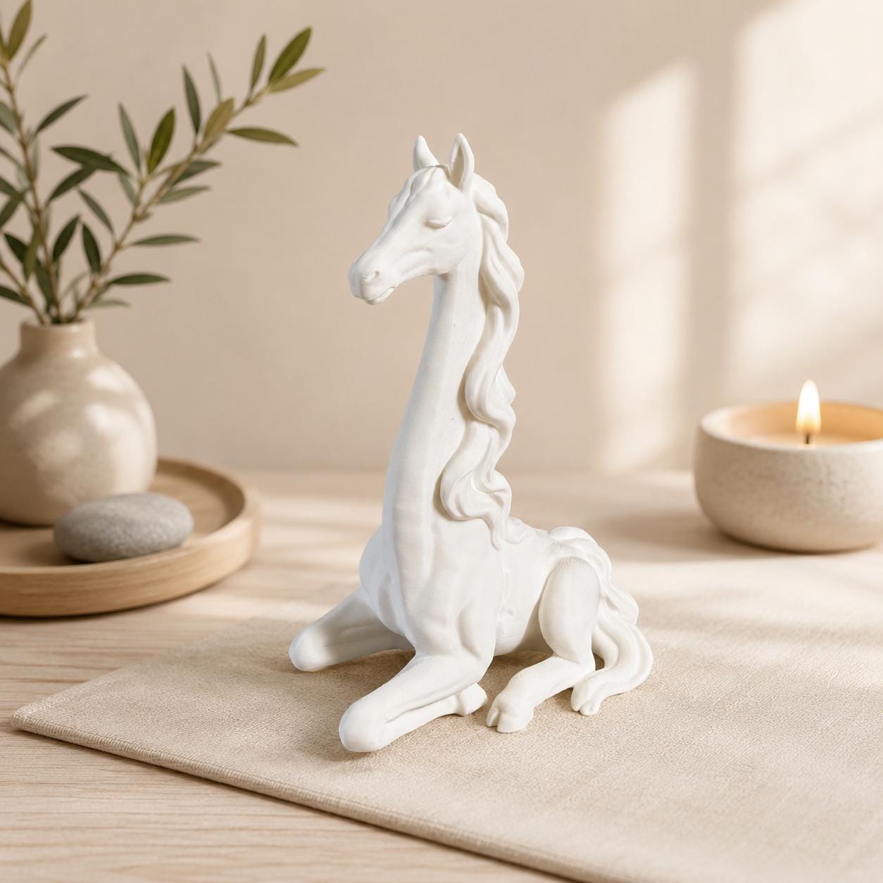 3D Printed Zen Horse Figurine, Minimalist Horse Statue, Modern Home Decor