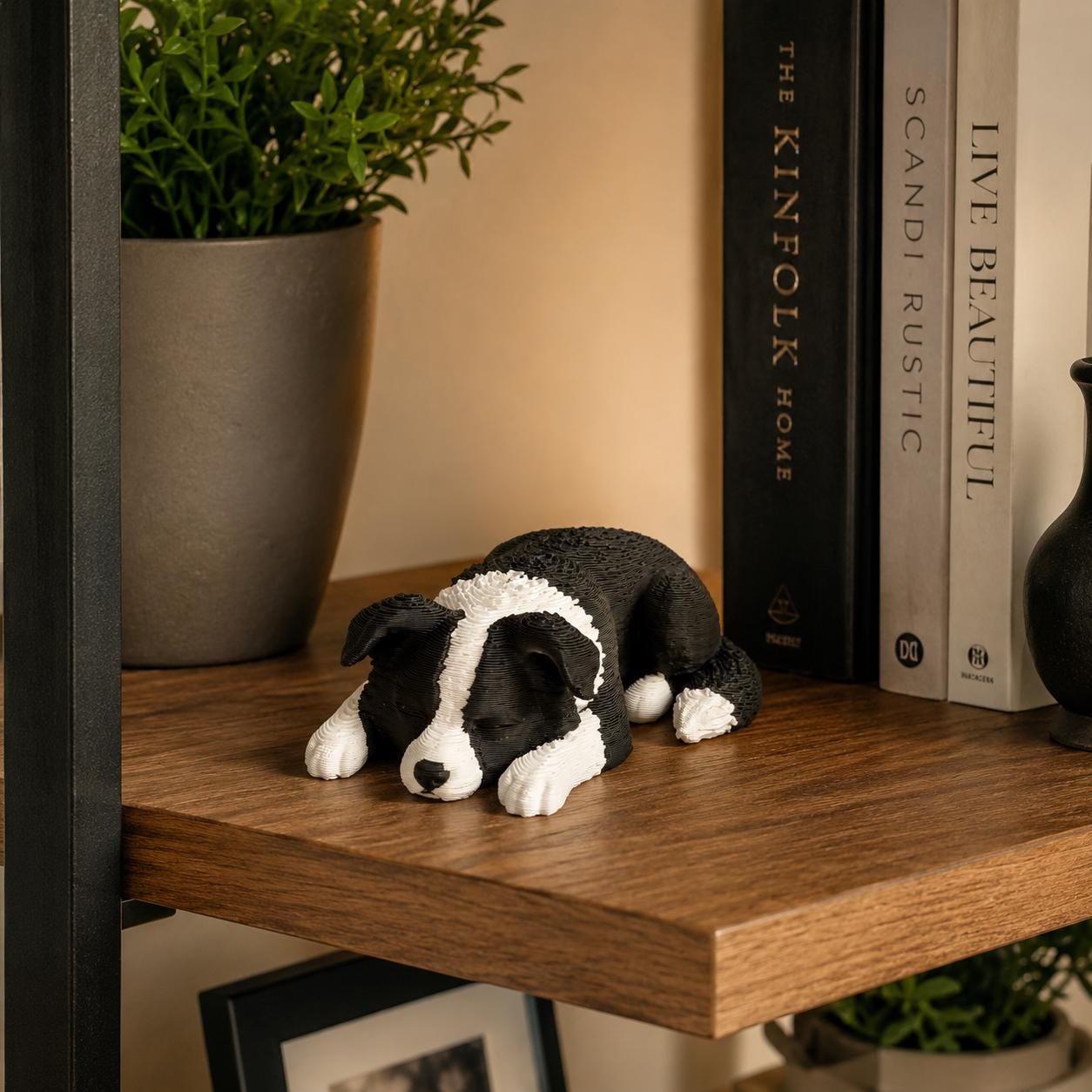 Sleeping Border Collie Dog Figurine, Border Collie Desk Buddy, Cute Dog Shelf Decor, 3D Printed Border Collie Gift