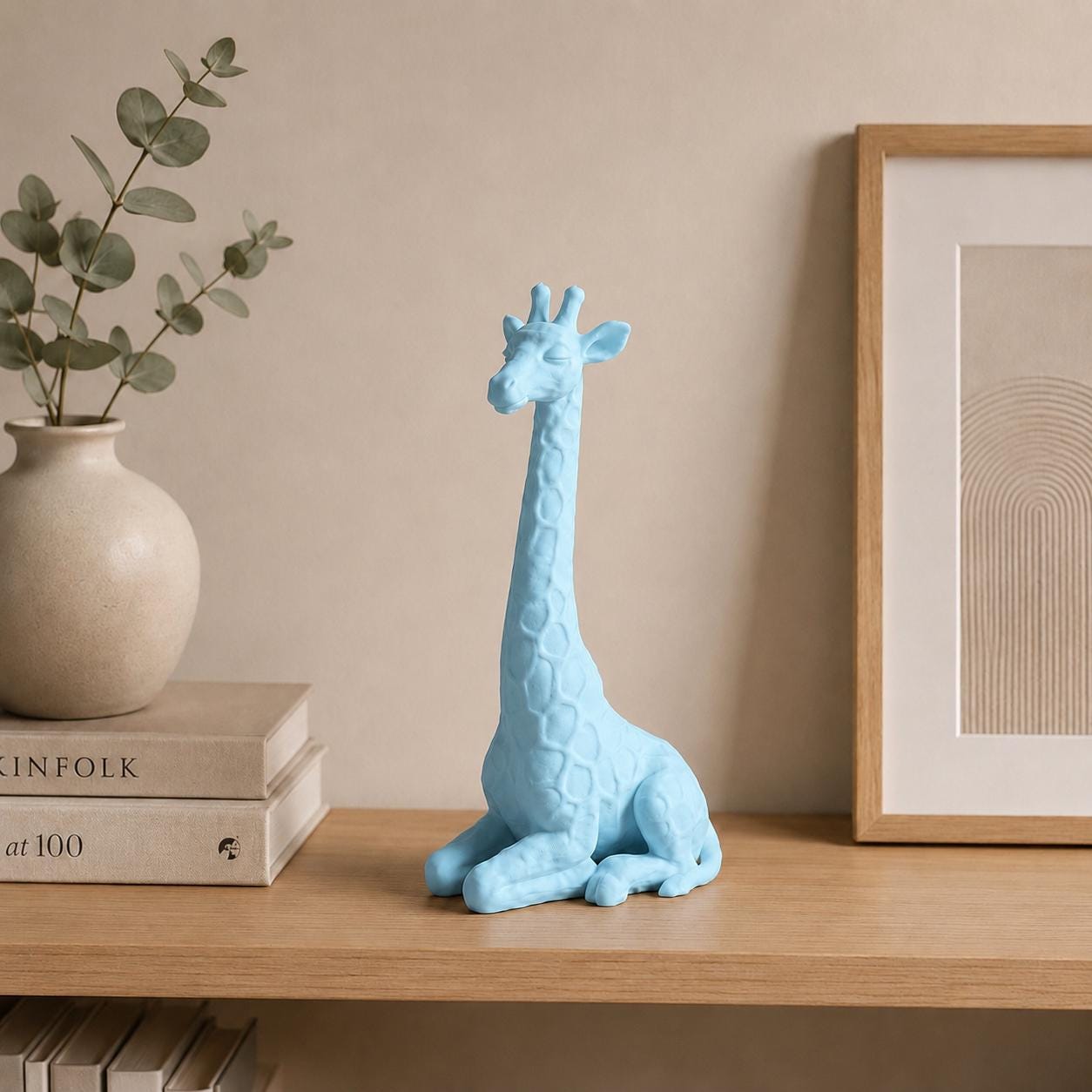 Giraffe Figurine Zen Statue, Calm Animal Sculpture, Minimalist Safari Decor, 3D Printed Shelf Decor Gift