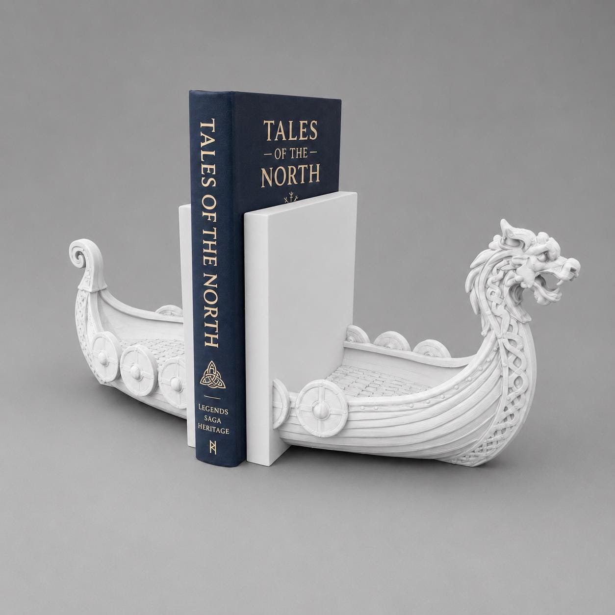 Viking Ship Bookends Set of 2, Norse Dragon Book Ends, Viking Longship Book Holder, Nordic Bookshelf Decor, Gift for Book Lovers