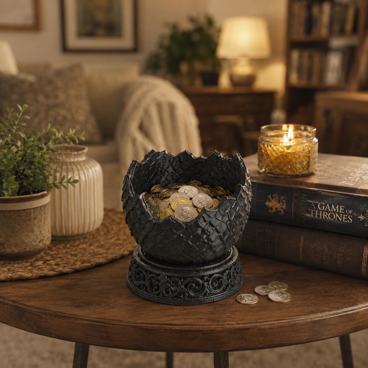 Dragon Egg Holder, 3D Printed Fantasy Coin and Key Organizer