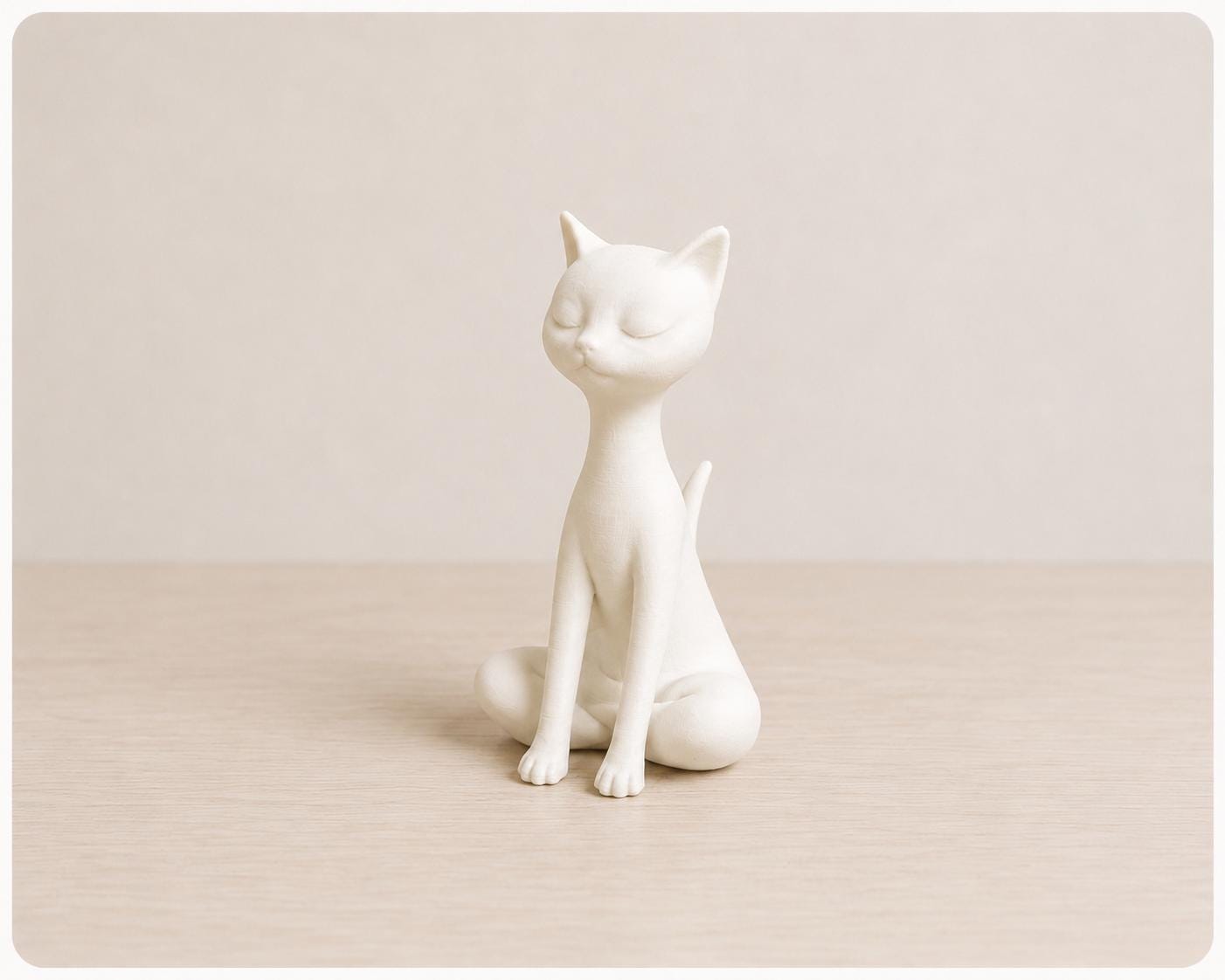 Zen Cat Statue, Minimalist Meditation Sculpture, Modern Shelf Decor