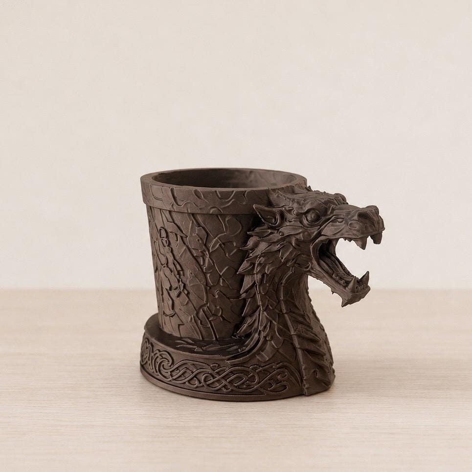 Dragon Desk Organizer, 3d printed Fantasy Pen Holder, Medieval Viking Office Decor
