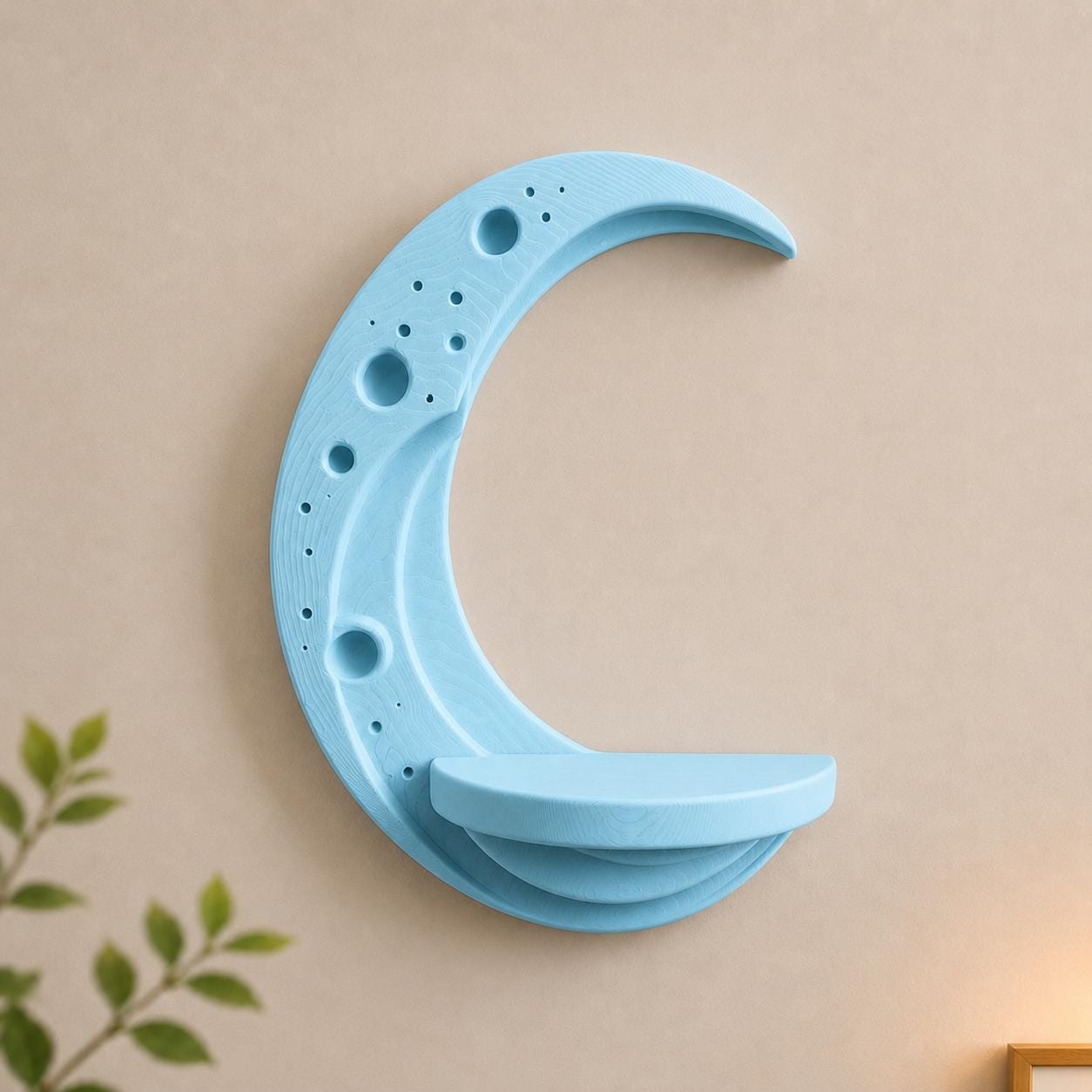 Crescent Moon Wall Shelf – Mini Luna Shelf for Bedroom Decor, Nursery, Keys & Small Items, 3D Printed Minimalist Moon Decor