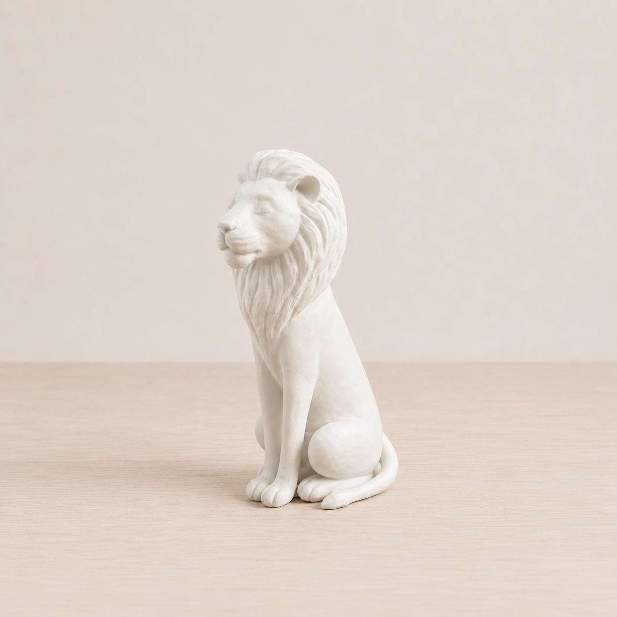 Zen Lion Statue, Minimalist 3D Printed Sculpture, Meditation Animal Decor