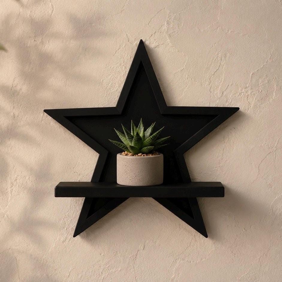 Star Floating Mini Shelf, 3D Printed Display, Modern Wall Decor, Easy Install
