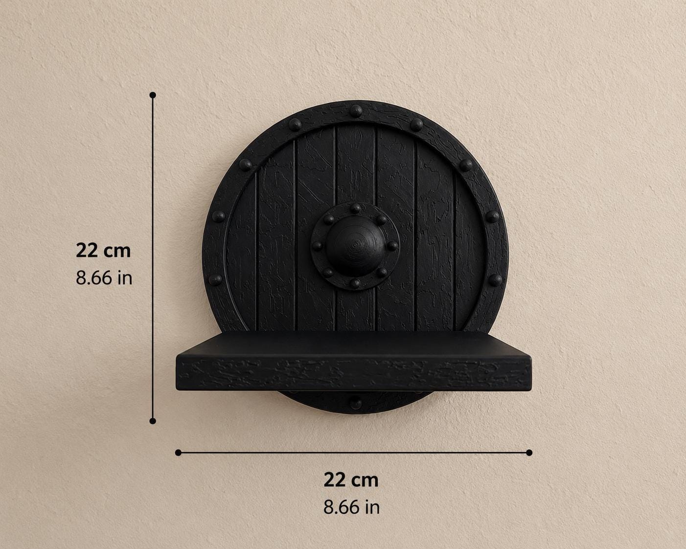 Viking Shield Mini Wall Shelf – 3D Printed Norse Round Organizer for Keys, Wallet