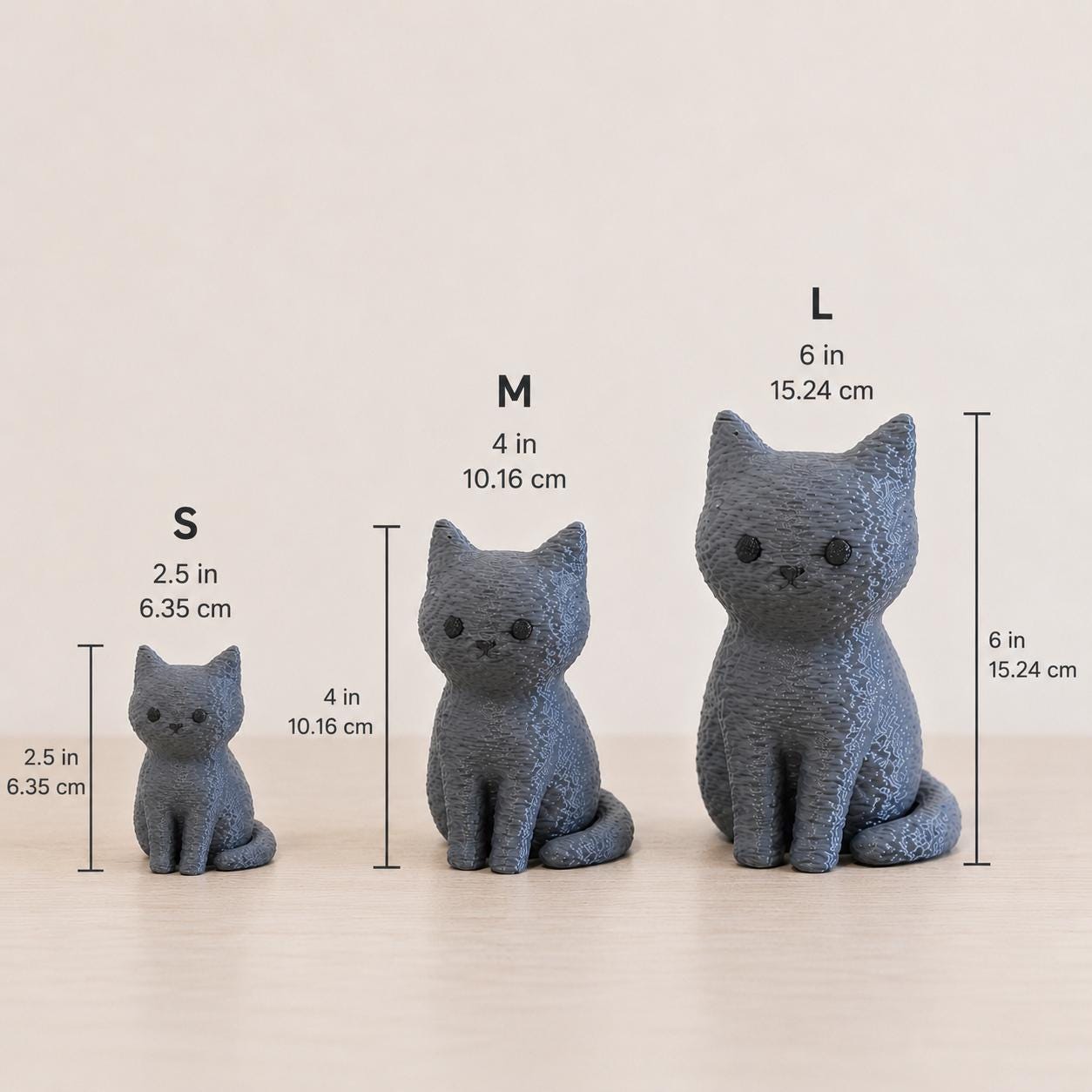 Gray 3D Printed Cat Figurine, Minimalist Desk Pet, Office Companion, Cat Lover Gift