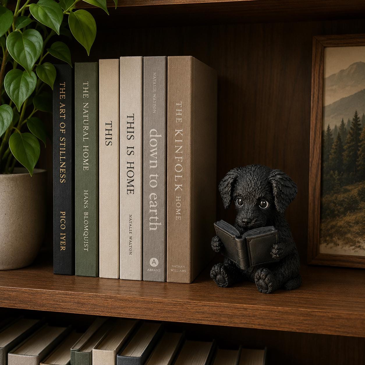 Reading Puppy Figurine, Cute 3d Printed Dog Reading Book Decor, 3D Printed Puppy Statue, Book Lover Gift, Bookshelf Decor, Desk Buddy