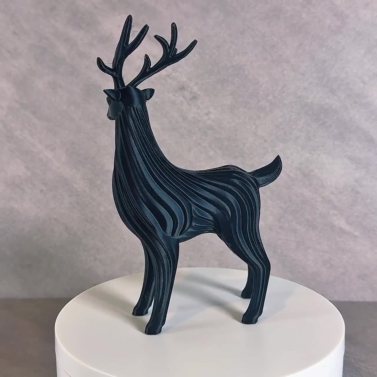 Minimalist Deer Figurine, 3D Printed Stag Sculpture, Modern Woodland Decor video cover