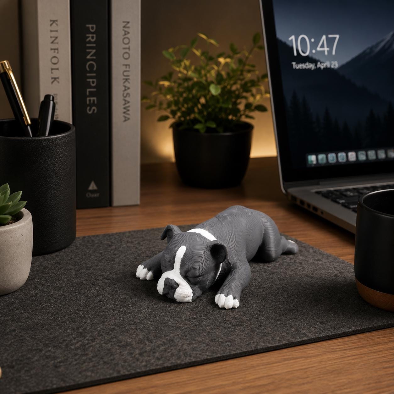 Sleeping Pit Bull Dog Figurine, Pitbull Desk Buddy, Cute Dog Lover Gift, 3D Printed Puppy Decor