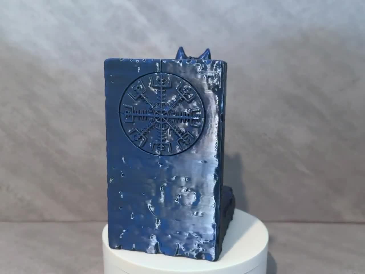 Viking Wolf Bookend | Norse Mythology Book Holder | Rune Bookshelf Decor | 3D Printed Wolf Statue | Fantasy Home Decor video cover