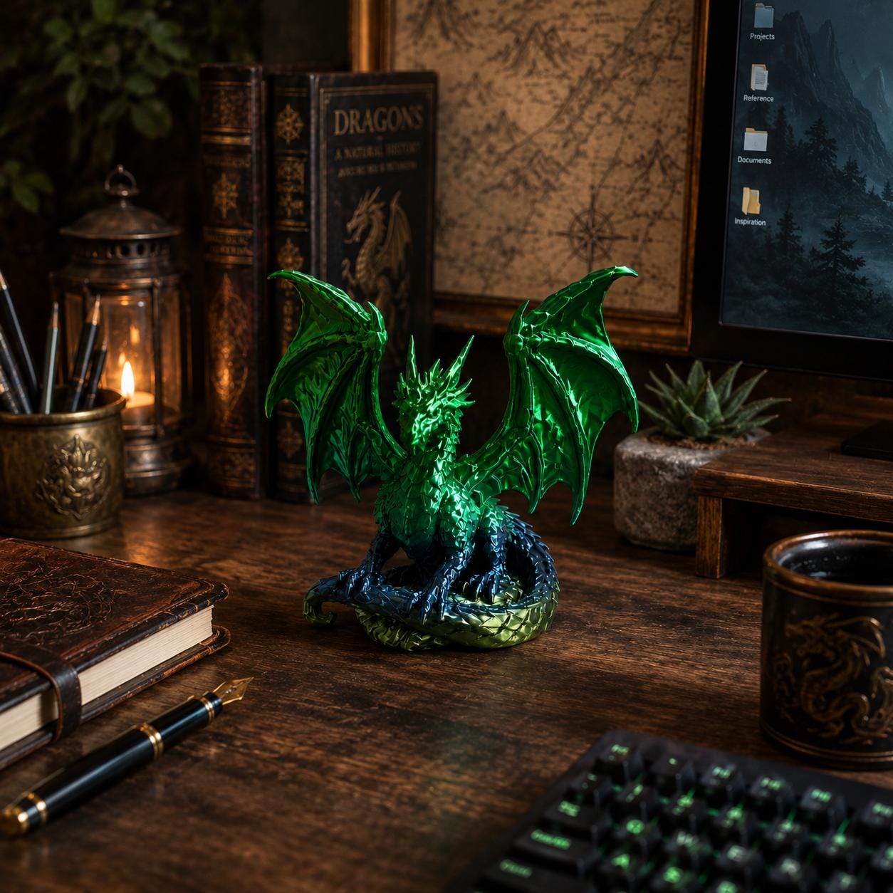 Fantasy Dragon Figurine, 3D Printed Dragon Statue, Mythical Desk Decor, Dragon Collectible, Fantasy Shelf Decor