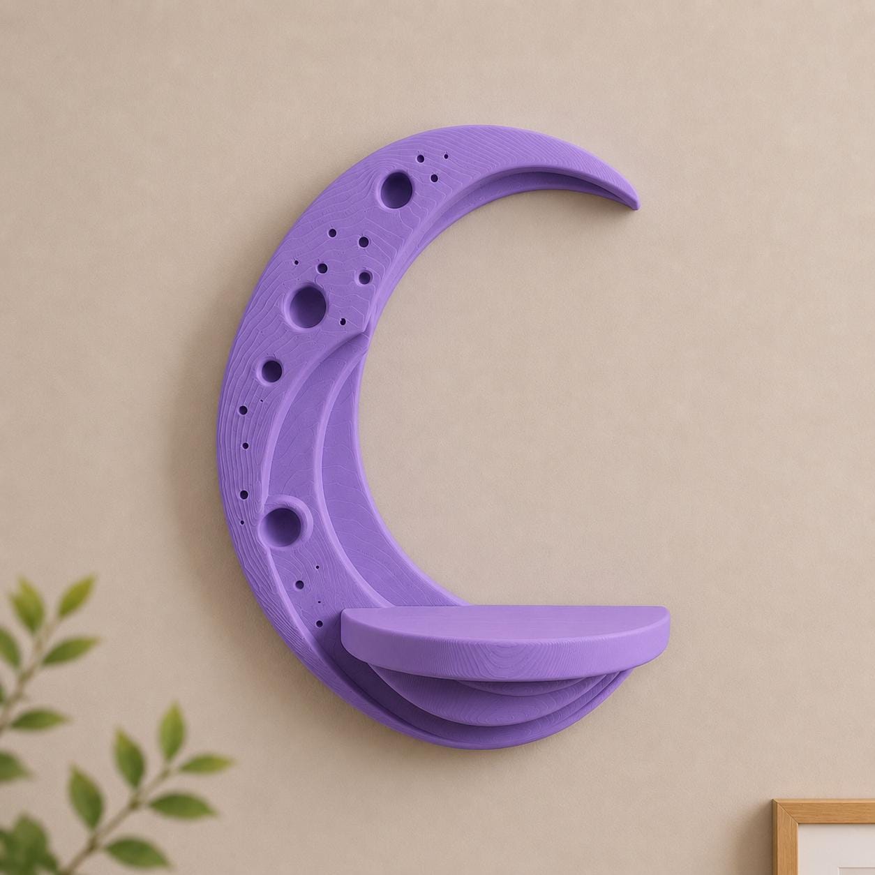 Crescent Moon Wall Shelf – Mini Luna Shelf for Bedroom Decor, Nursery, Keys & Small Items, 3D Printed Minimalist Moon Decor