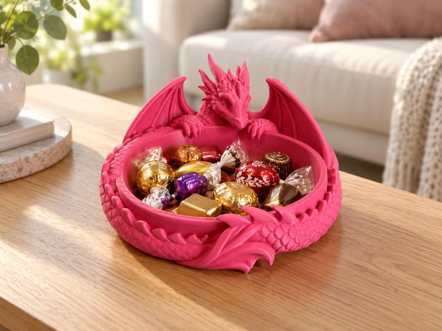 Dragon Trinket Dish with Wings, 3D Printed Jewelry Bowl, Ring and Key Holder, Fantasy Desk Decor