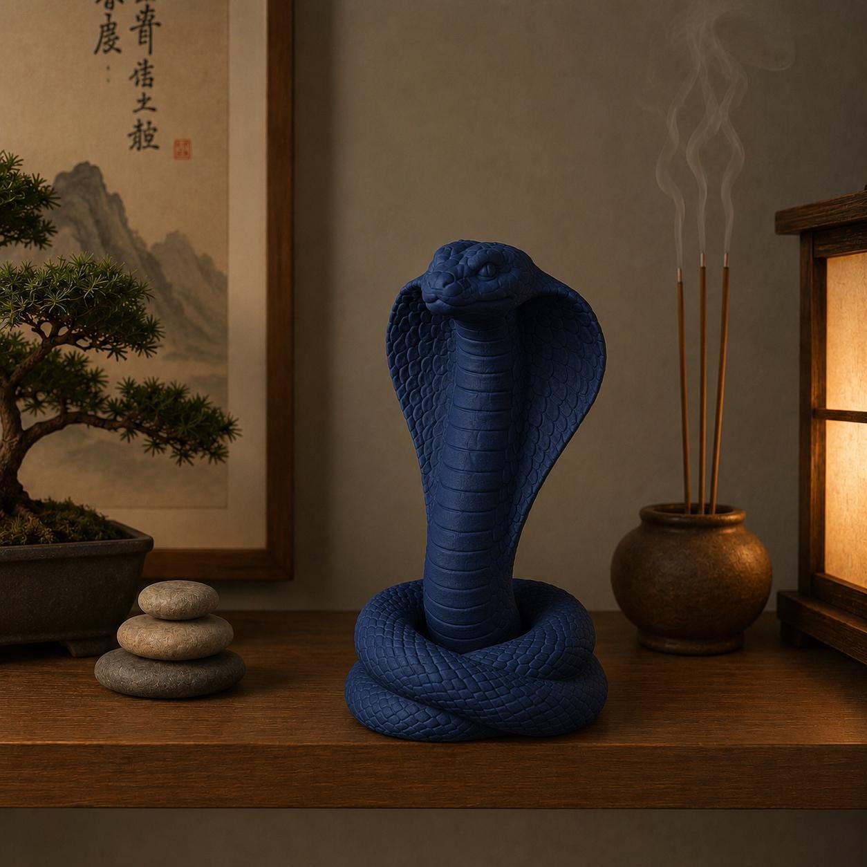 Zen Cobra Statue, Cobra Decor, Snake Sculpture, Meditation Decor, Zen Shelf Decor, 3D Printed Cobra, Spiritual Snake Gift, Yoga Room Decor