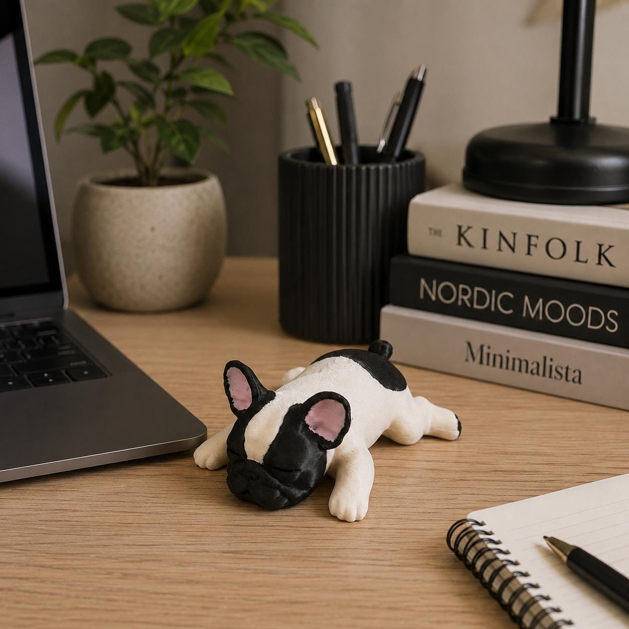 Sleeping French Bulldog Figurine, Cute Dog Desk Buddy, Frenchie Decor, Puppy Shelf Decor, 3D Printed Gift for Dog Lovers